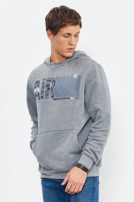 COTTON WRITTINGS MEN HOODIE IN GREY COLOR - 11