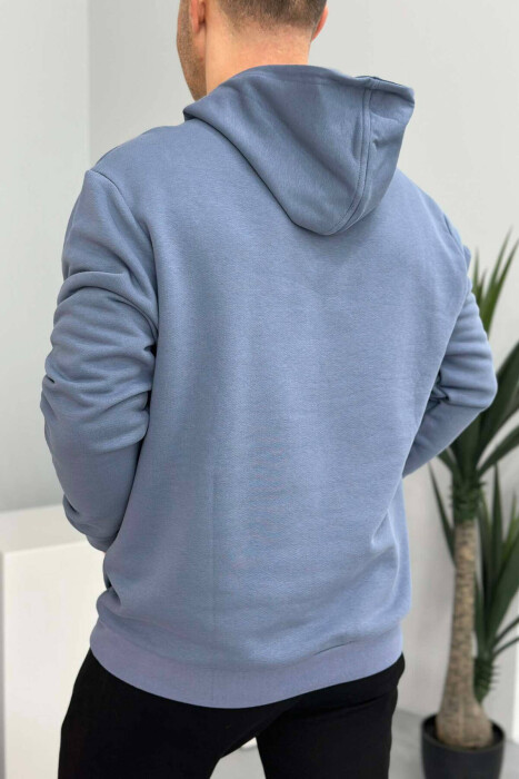 COTTON WRITTINGS MEN HOODIE IN LIGHT BLUE COLOR - 3