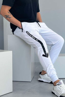 COTTON WRITTINGS MEN SWATPANTS WHITE-E BARDHE 