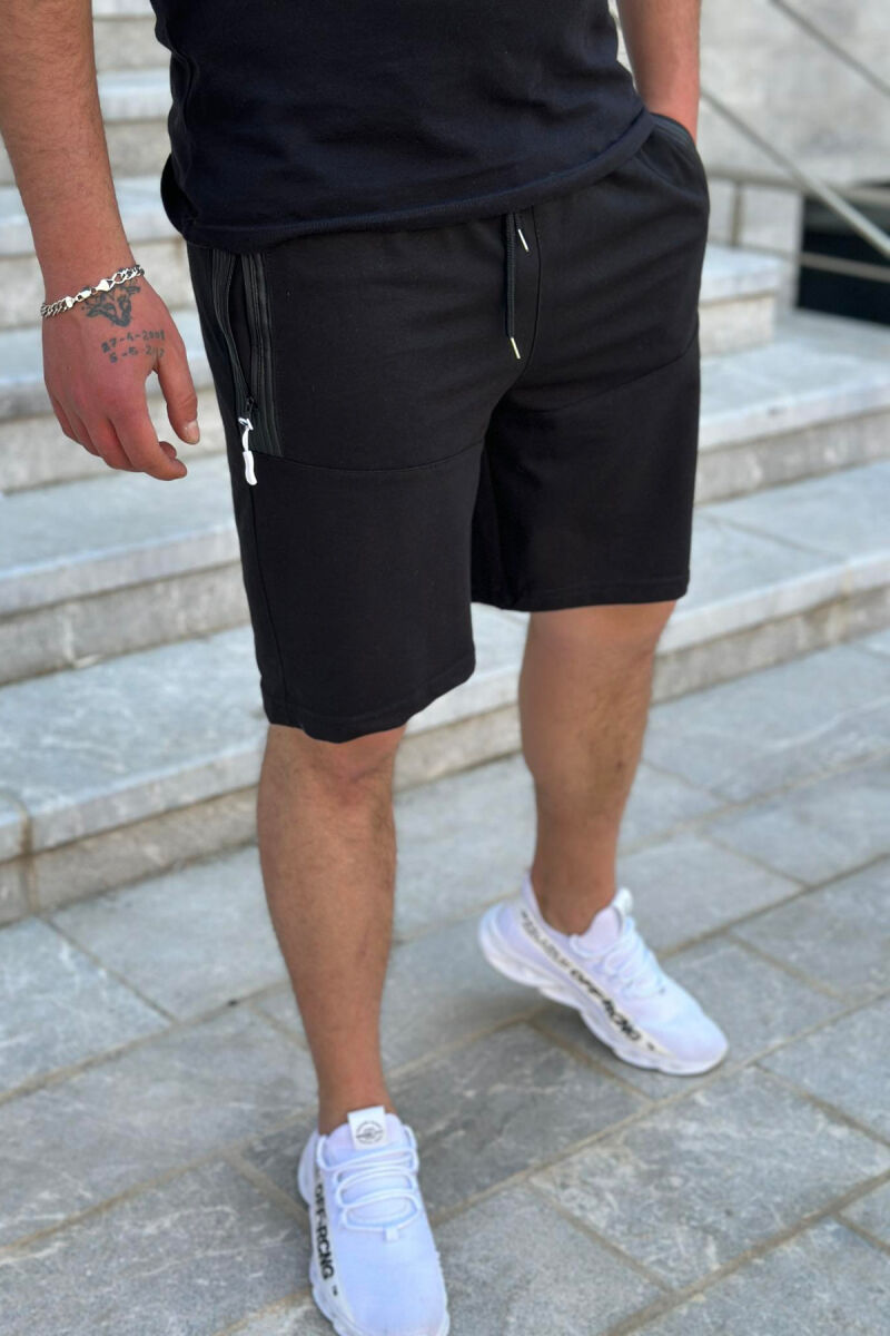 COTTON WRITTINGS ONE COLOR MEN SHORTS BLACK/ E ZEZE - 4