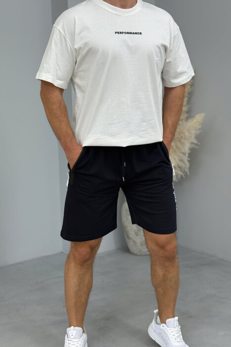 COTTON WRITTINGS ONE COLOR MEN SHORTS DARK BLUE/BEE 