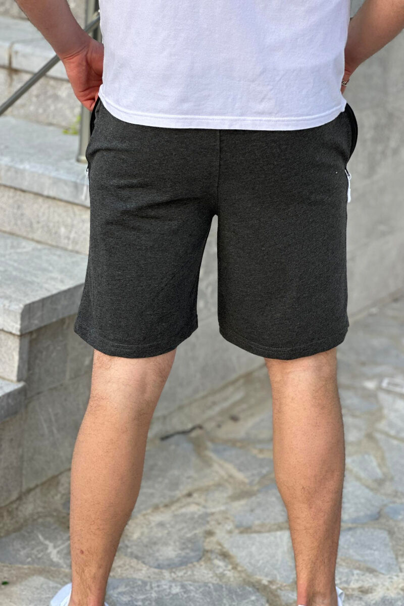 COTTON WRITTINGS ONE COLOR MEN SHORTS DARK GREY/GEE - 2