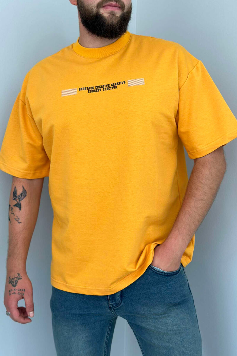 CREATIVE MEN TSHIRT MUSTARD/MUSTARDE - 1