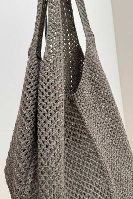 CROCHET BEACH WOMEN BAG BROWN/KAFE - 4