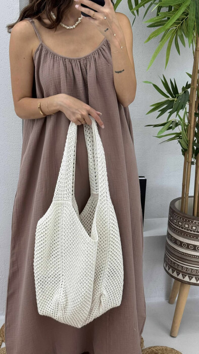 CROCHET BEACH WOMEN BAG CREAM/KREM - 2