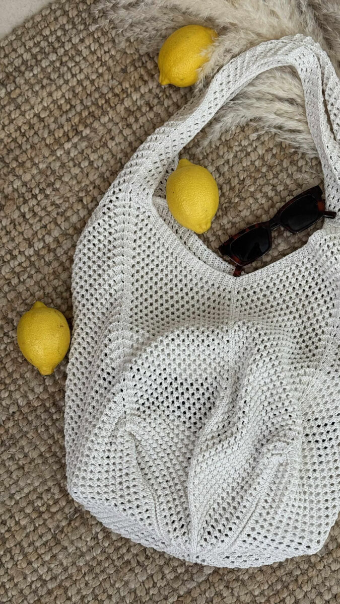 CROCHET BEACH WOMEN BAG CREAM/KREM - 5