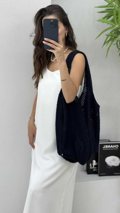 CROCHET BEACH WOMEN BAG DARK BLUE/BEE 