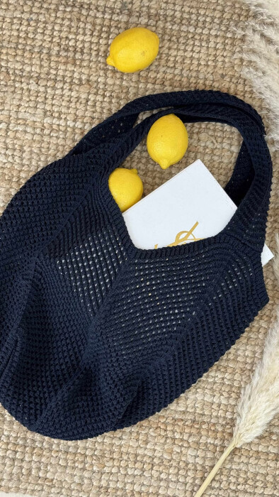 CROCHET BEACH WOMEN BAG DARK BLUE/BEE - 3