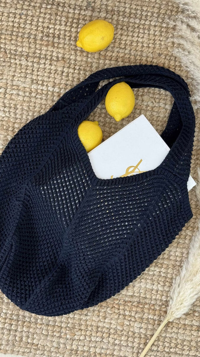 CROCHET BEACH WOMEN BAG DARK BLUE/BEE - 3