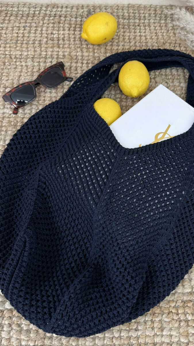 CROCHET BEACH WOMEN BAG DARK BLUE/BEE - 4