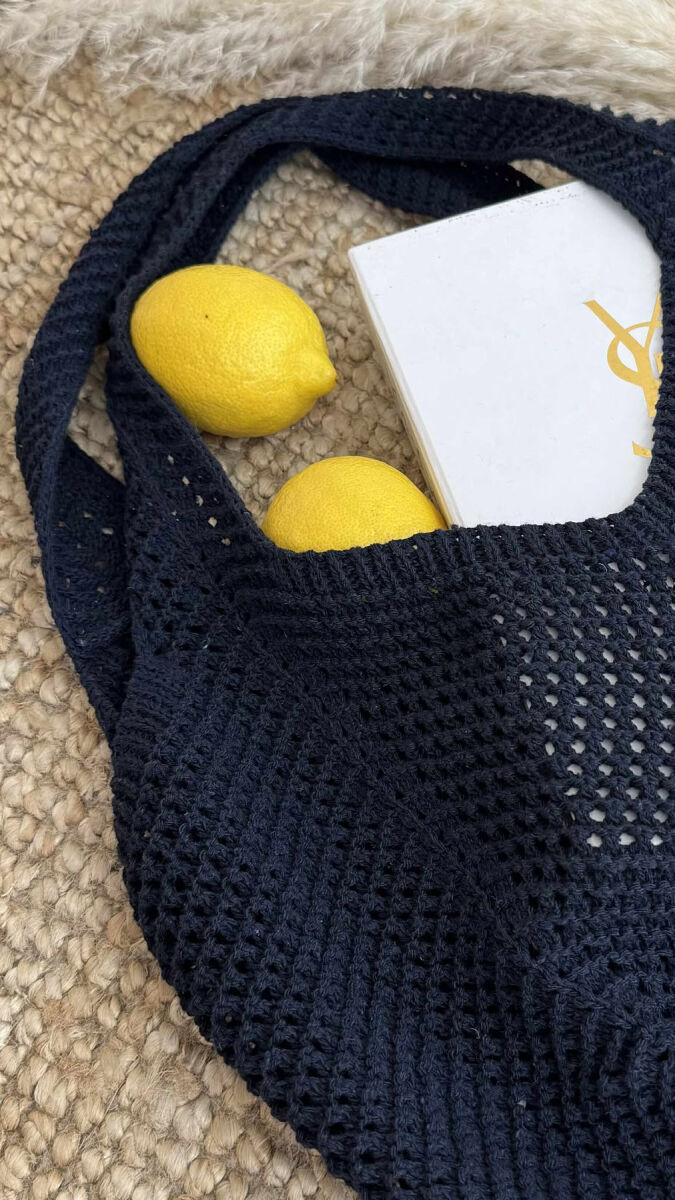 CROCHET BEACH WOMEN BAG DARK BLUE/BEE - 5