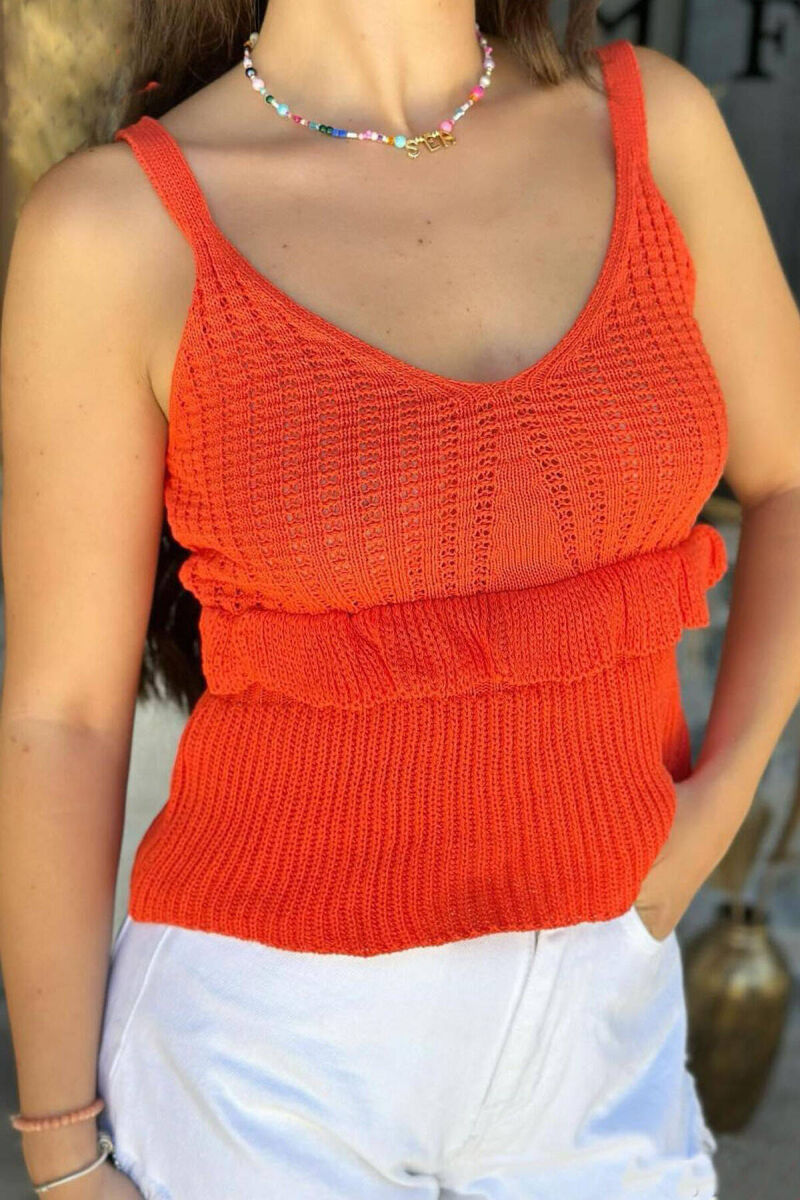 CROP AKRELIK ME RRIPA PËR FEMRA NË NGJYRËN PORTOKALLI - 1