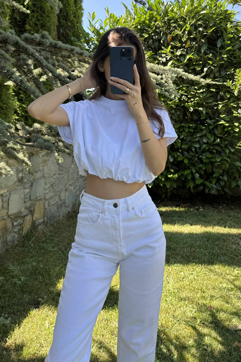 CROP NJË NGJYRËSH I THJESHTË PËR FEMRA NË NGJYRËN E BARDHË - 3