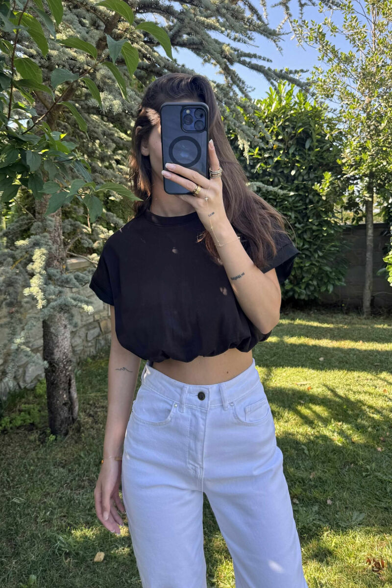 CROP NJË NGJYRËSH I THJESHTË PËR FEMRA NË NGJYRËN E ZEZË - 5
