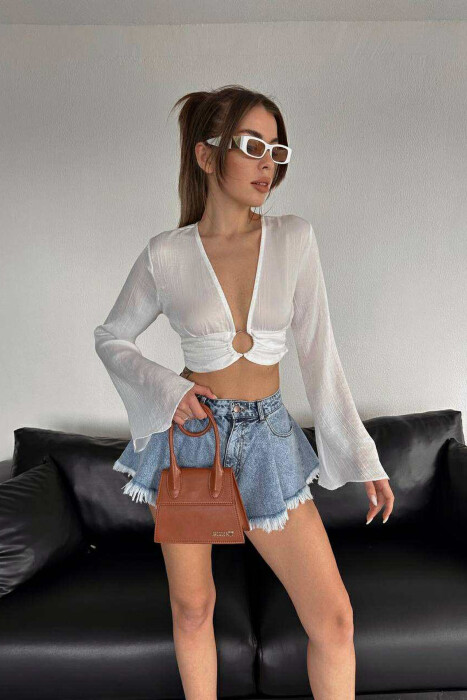 CROP NJË NGJYRËSH PËR FEMRA NË NGJYRËN E BARDHË - 3