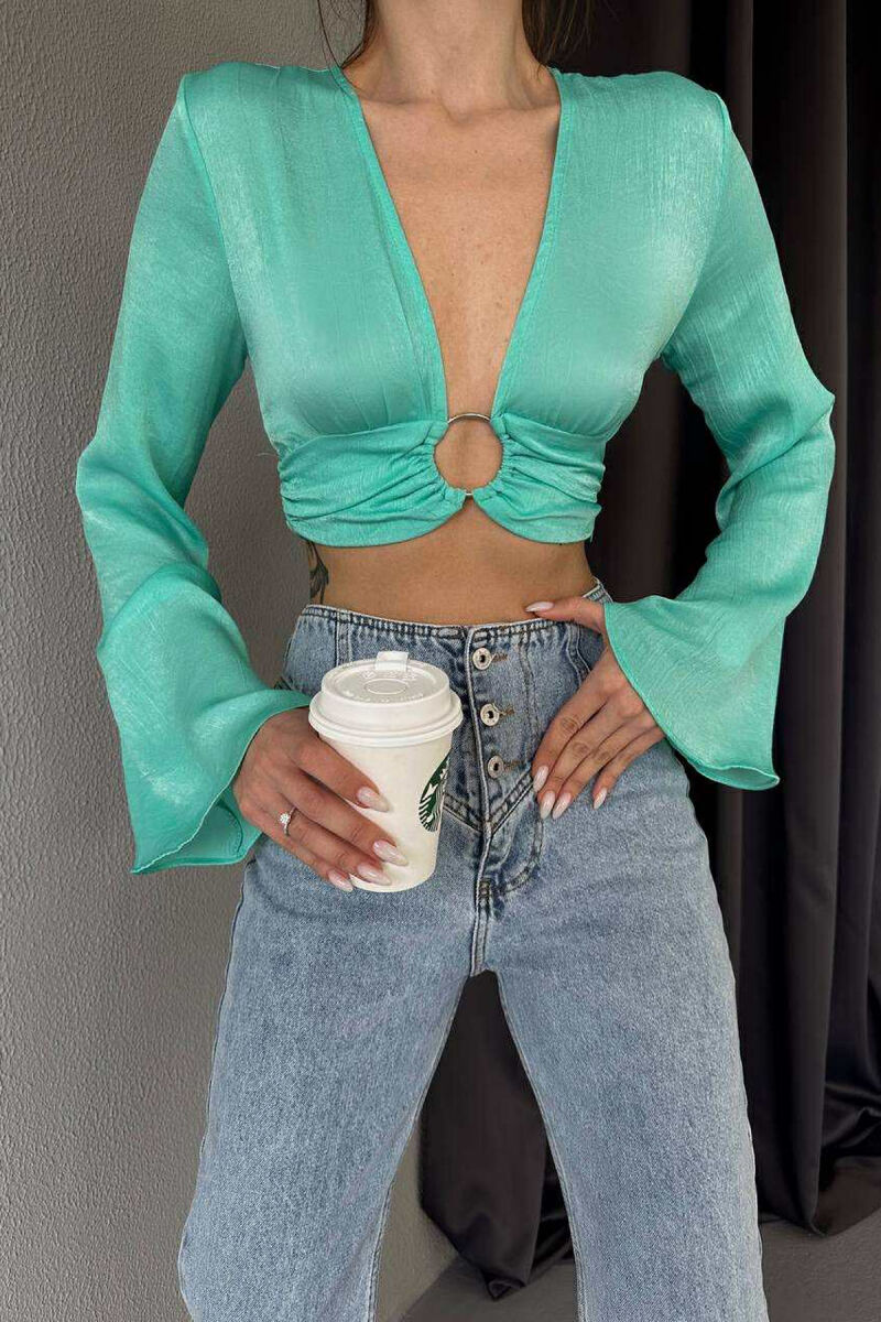 CROP NJË NGJYRËSH PËR FEMRA NË NGJYRËN MENTE - 4