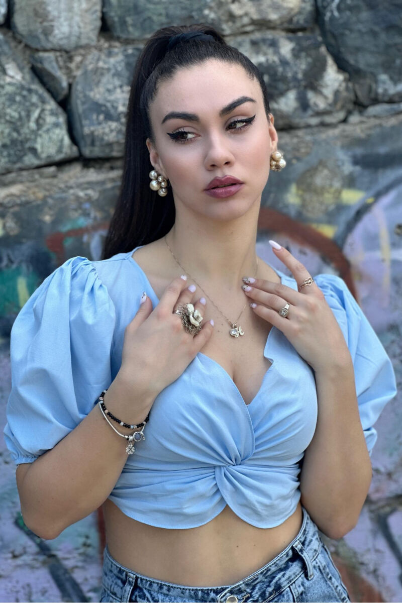 CROP PËR FEMRA NË NGJYRËN BABY BLUE - 3