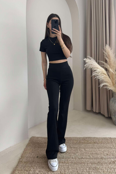 SET NJË NGJYRËSH CROP+TUTA PËR FEMRA NË NGJYRËN E ZEZË 