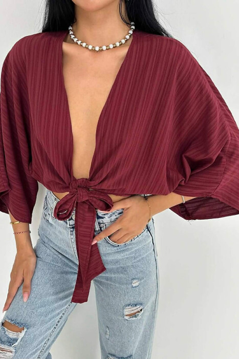 CROP TOP NJE NGJYRESH ME LIDHESE PER FEMRA NE NGJYRE VISHNJE 