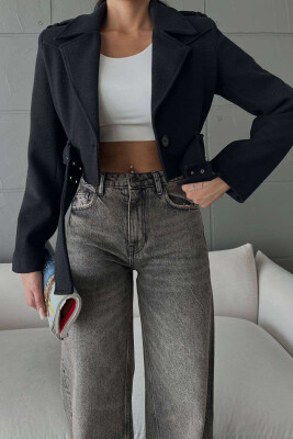 CROPPED BELT WOMEN JACKET BLACK/ E ZEZE 