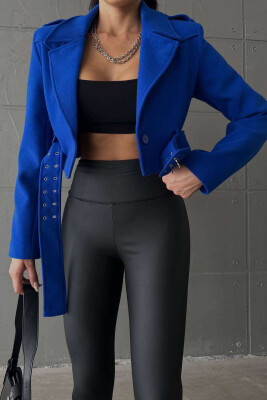 CROPPED BELT WOMEN JACKET BLUE/BLU 