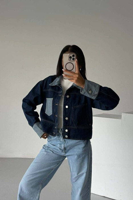 XHAKETE E SHKURTER ME DETAJ XHEPASH PER FEMRA NE NGJYRE BLU - KLAUDIO FASHION