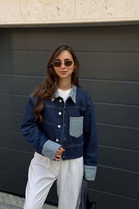 XHAKETE E SHKURTER ME DETAJ XHEPASH PER FEMRA NE NGJYRE BLU - KLAUDIO FASHION