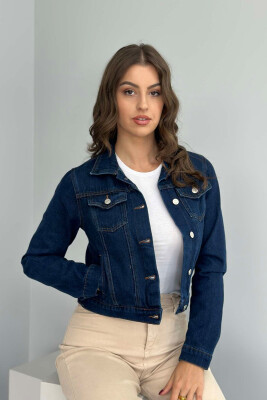 CROPPED DENIM WOMEN JACKET DARK BLUE/BEE 