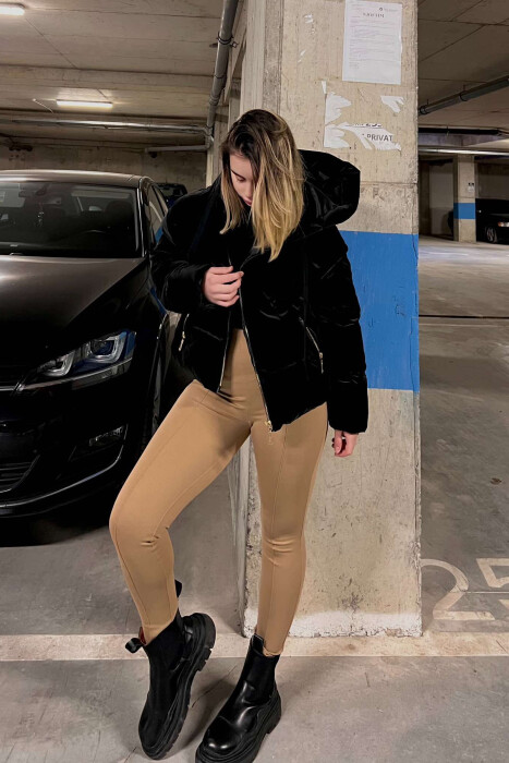 CROPPED HOOD WOMEN PUFFER JACKET BLACK/ E ZEZE 