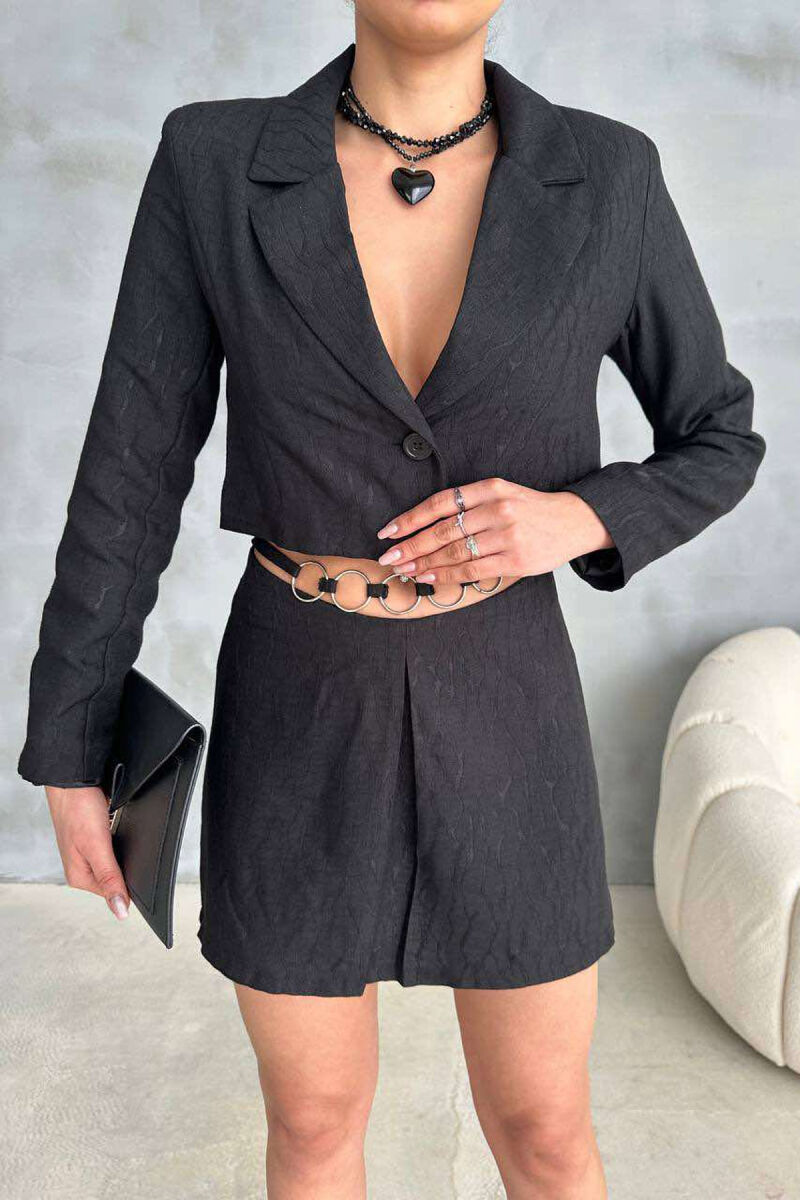 CROPPED JACKET+SKIRT ONE COLOR WOMEN SET BLACK/ E ZEZE - 6