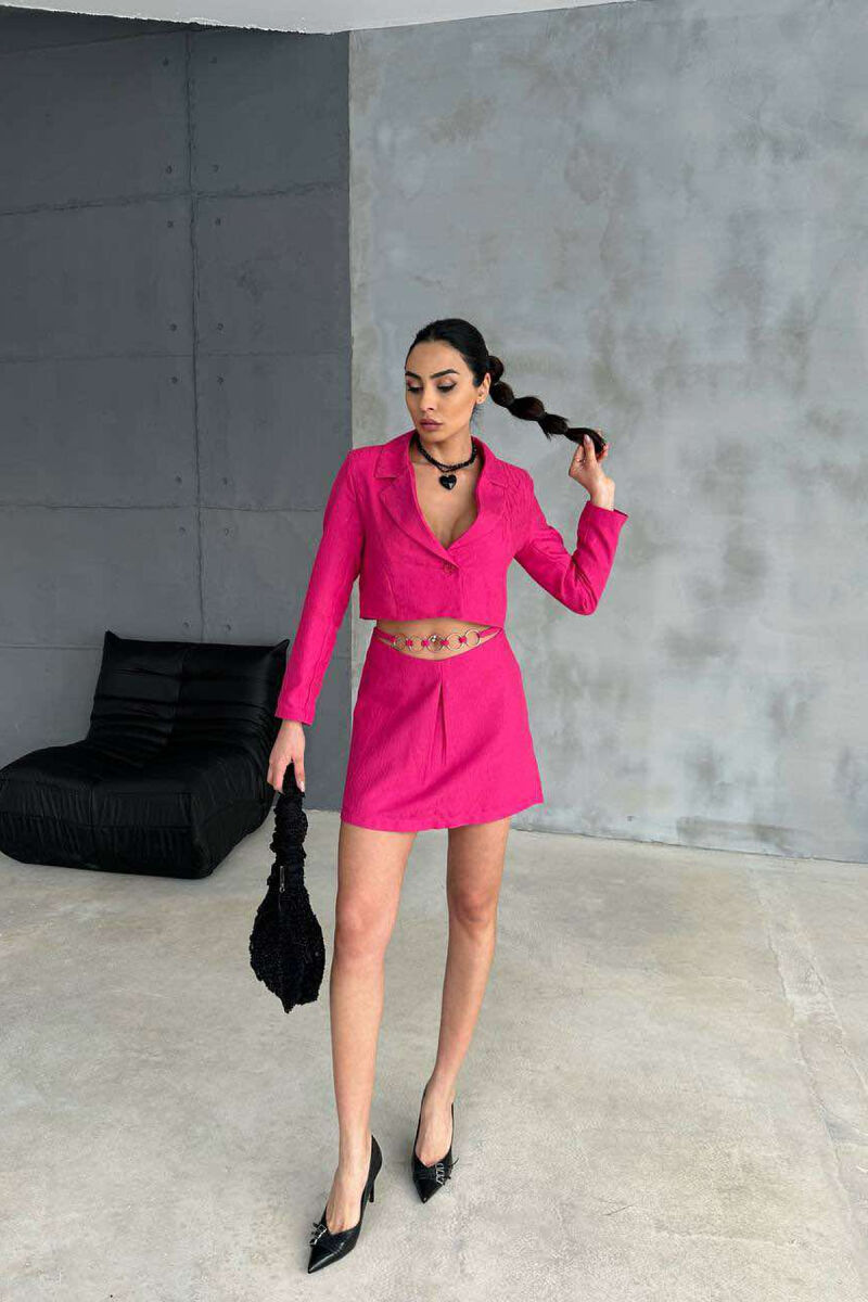 CROPPED JACKET+SKIRT ONE COLOR WOMEN SET FUCHSIA/CIKLAMI - 1