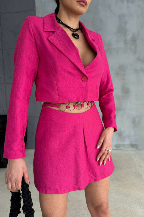 CROPPED JACKET+SKIRT ONE COLOR WOMEN SET FUCHSIA/CIKLAMI - 2