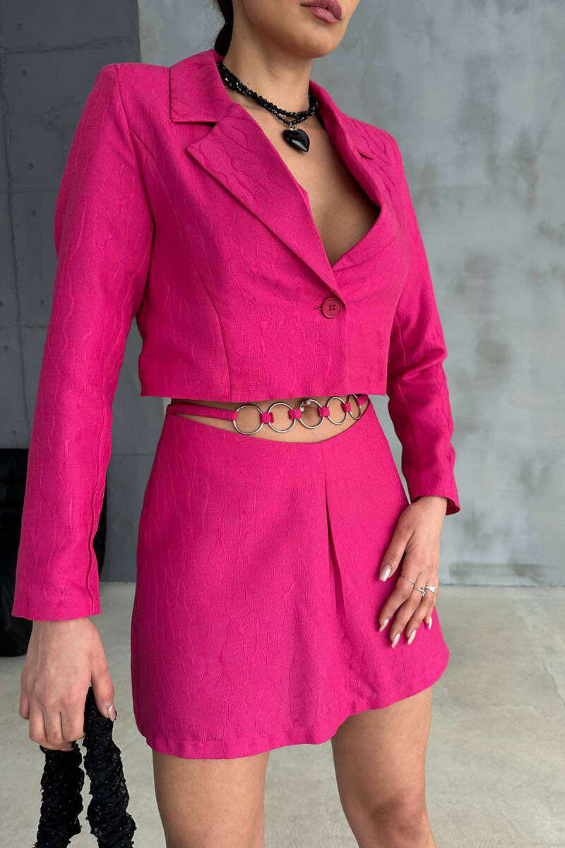 CROPPED JACKET+SKIRT ONE COLOR WOMEN SET FUCHSIA/CIKLAMI - 2