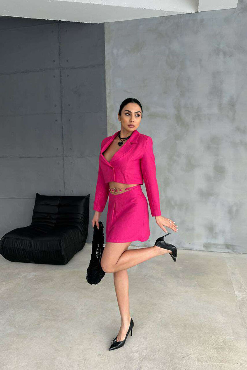 CROPPED JACKET+SKIRT ONE COLOR WOMEN SET FUCHSIA/CIKLAMI - 4