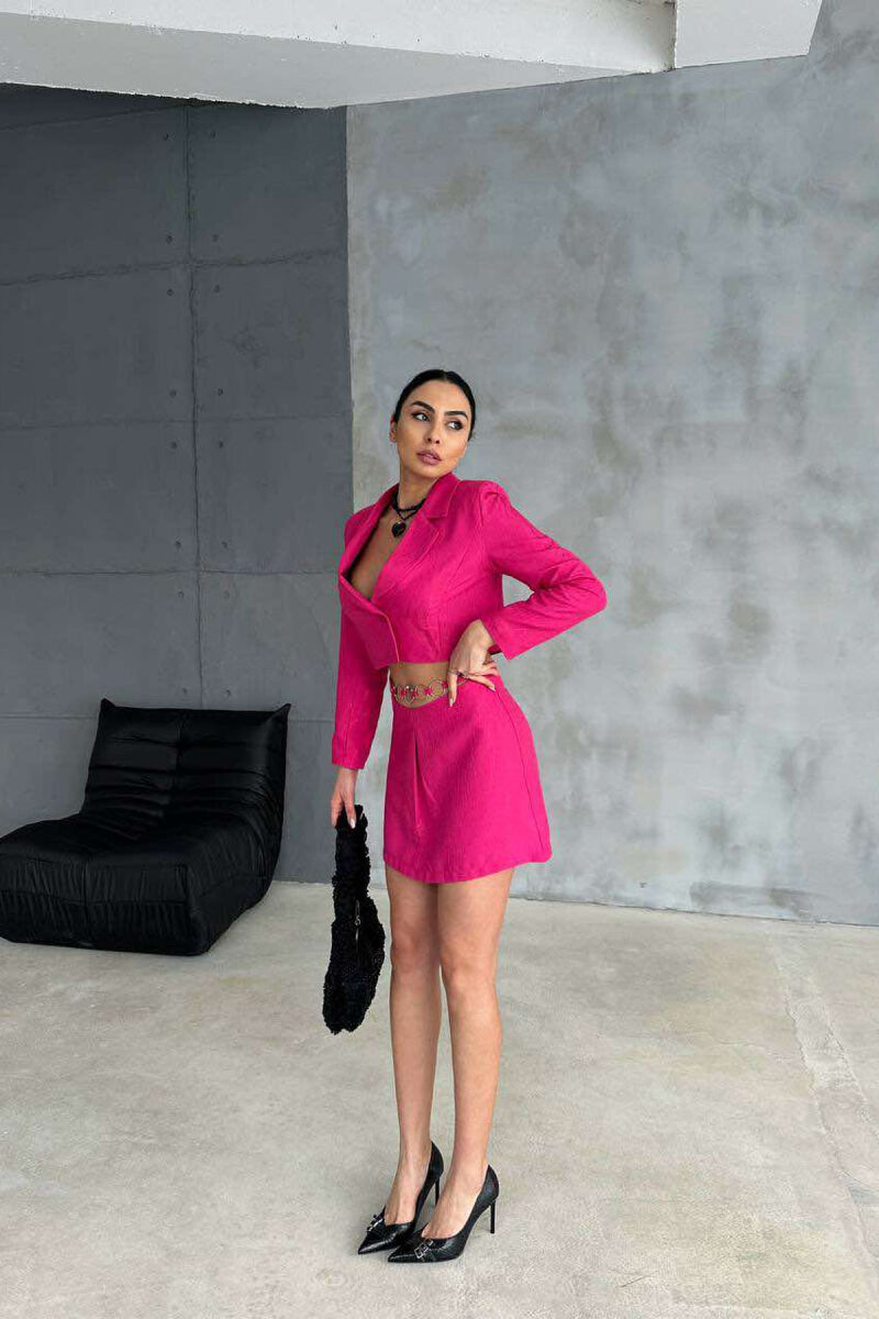 CROPPED JACKET+SKIRT ONE COLOR WOMEN SET FUCHSIA/CIKLAMI - 6