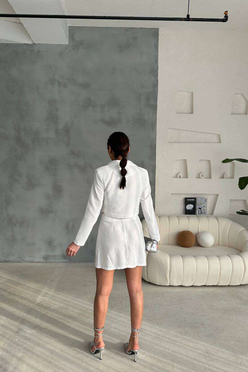 CROPPED JACKET+SKIRT ONE COLOR WOMEN SET WHITE-E BARDHE - 6