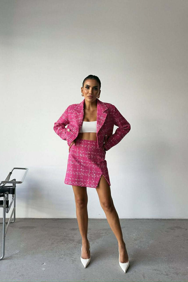CROPPED JACKET+SKIRT SQUARED WOMEN SET FUCHSIA/CIKLAMI - 1