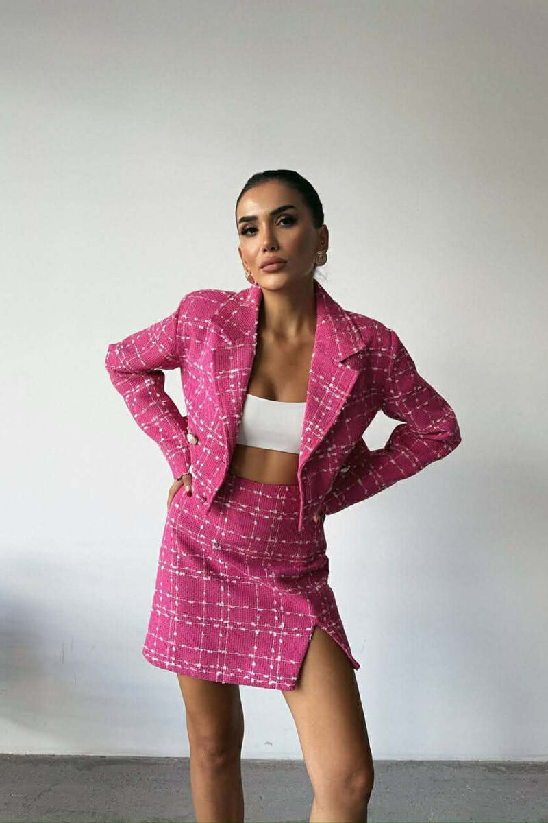 CROPPED JACKET+SKIRT SQUARED WOMEN SET FUCHSIA/CIKLAMI - 2