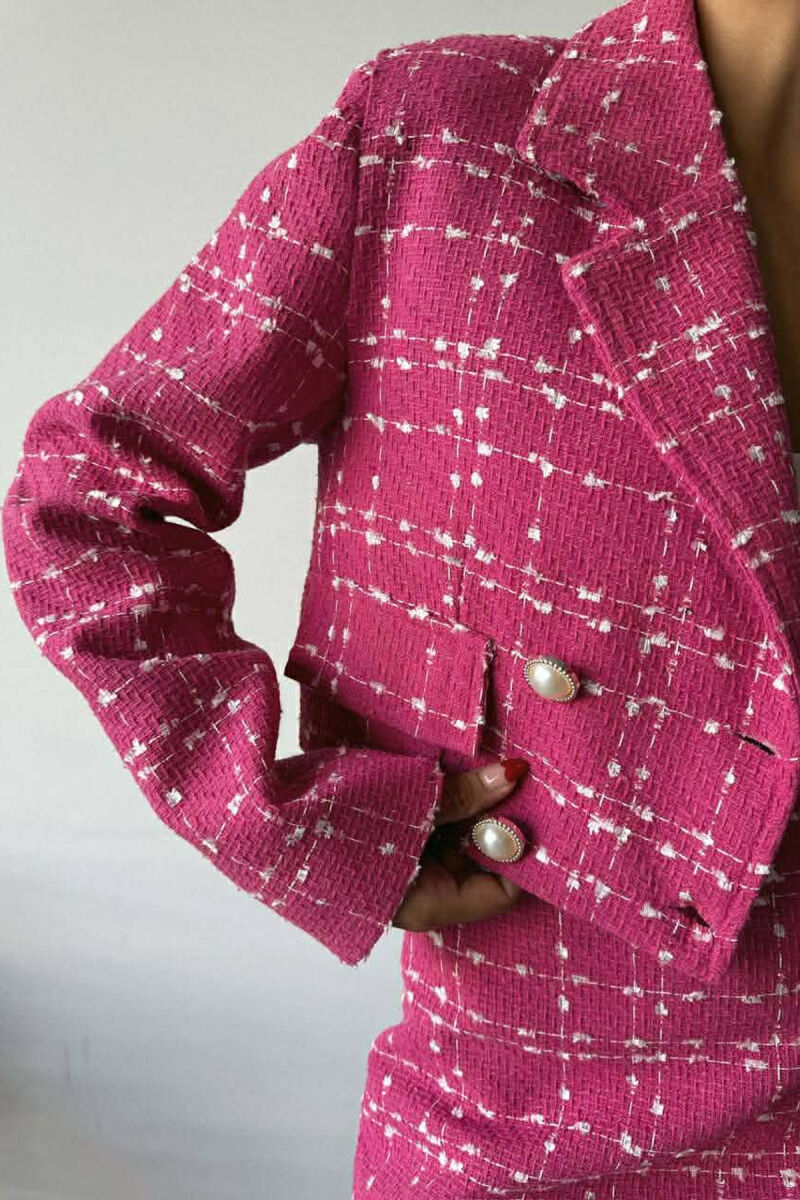 CROPPED JACKET+SKIRT SQUARED WOMEN SET FUCHSIA/CIKLAMI - 3