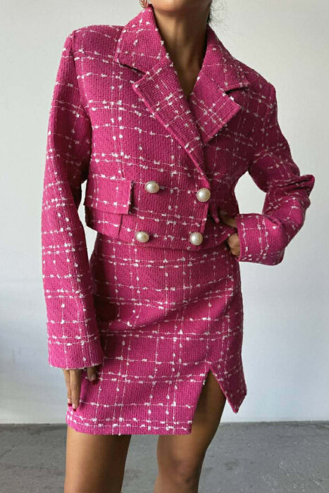 CROPPED JACKET+SKIRT SQUARED WOMEN SET FUCHSIA/CIKLAMI - 4