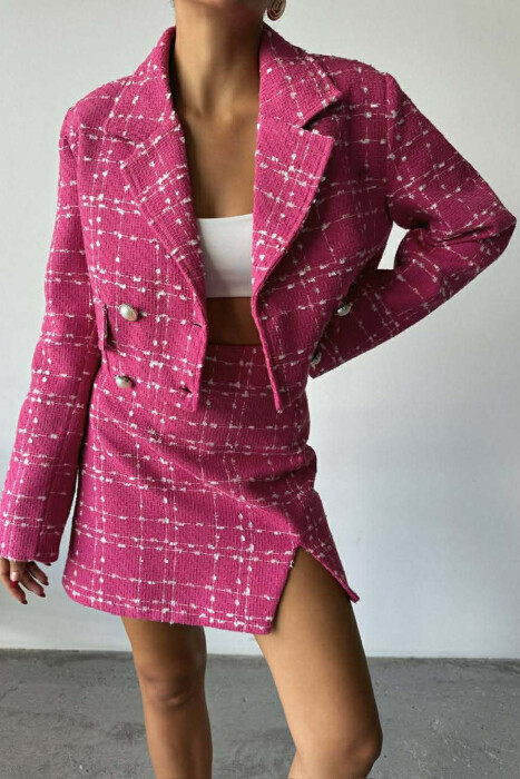 CROPPED JACKET+SKIRT SQUARED WOMEN SET FUCHSIA/CIKLAMI - 6