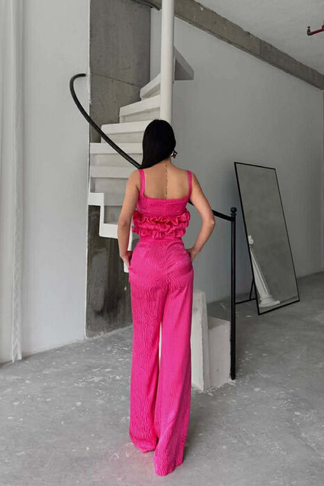 CROPPED JACKET+TANK TOP+TROUSERS 3 PIECE WOMEN SET FUCHSIA/CIKLAMI - 2