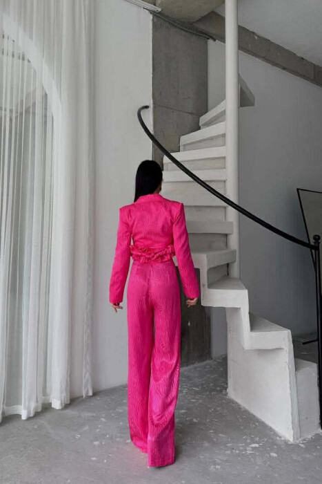 CROPPED JACKET+TANK TOP+TROUSERS 3 PIECE WOMEN SET FUCHSIA/CIKLAMI - 3