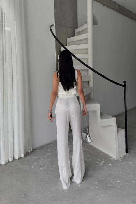 CROPPED JACKET+TANK TOP+TROUSERS 3 PIECE WOMEN SET WHITE-E BARDHE - 2