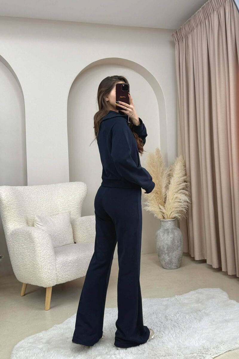 CROPPED JACKET+TROUSERS SIMPLE WOMEN SET DARK BLUE/BEE - 4