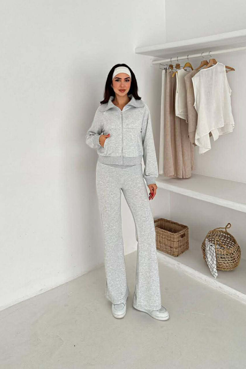 CROPPED JACKET+TROUSERS SIMPLE WOMEN SET LIGHT GREY/GZ - 1