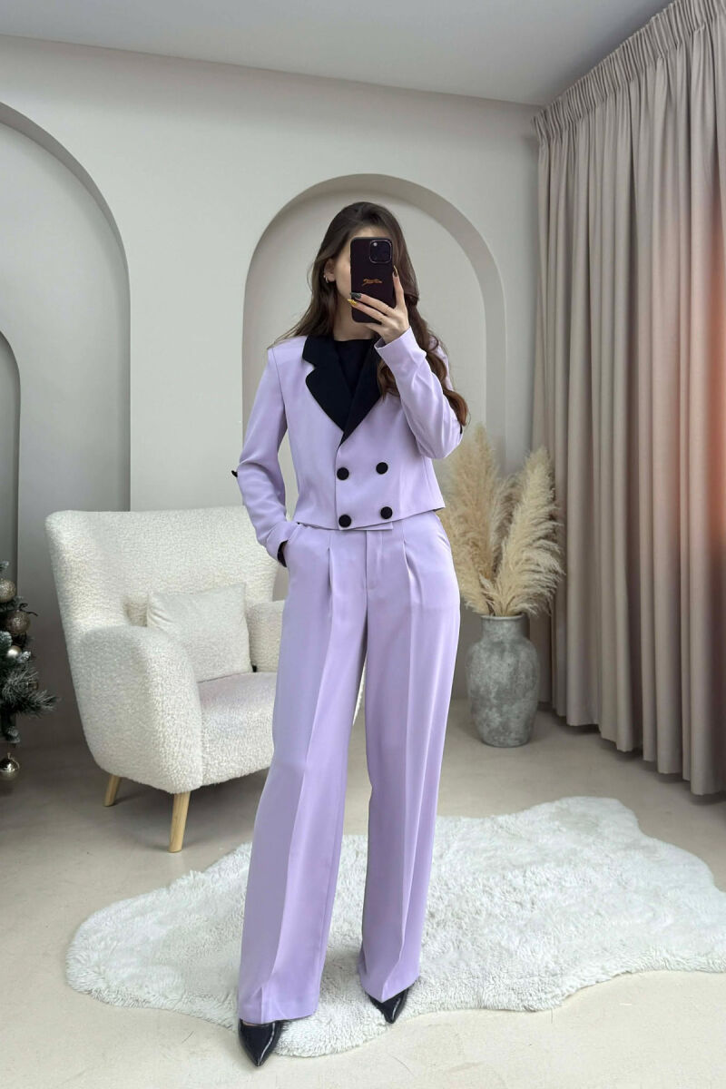CROPPED JACKET+TROUSERS SIMPLE WOMEN SET LIGHT PURPLE/LEZB - 1