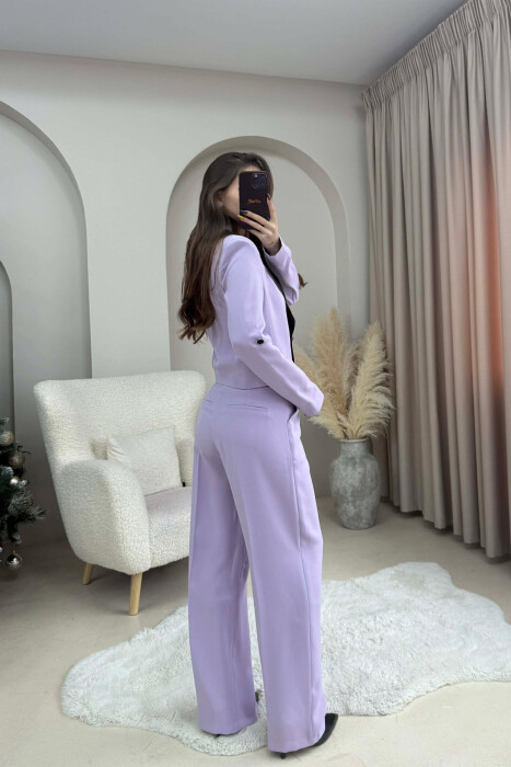 CROPPED JACKET+TROUSERS SIMPLE WOMEN SET LIGHT PURPLE/LEZB - 3