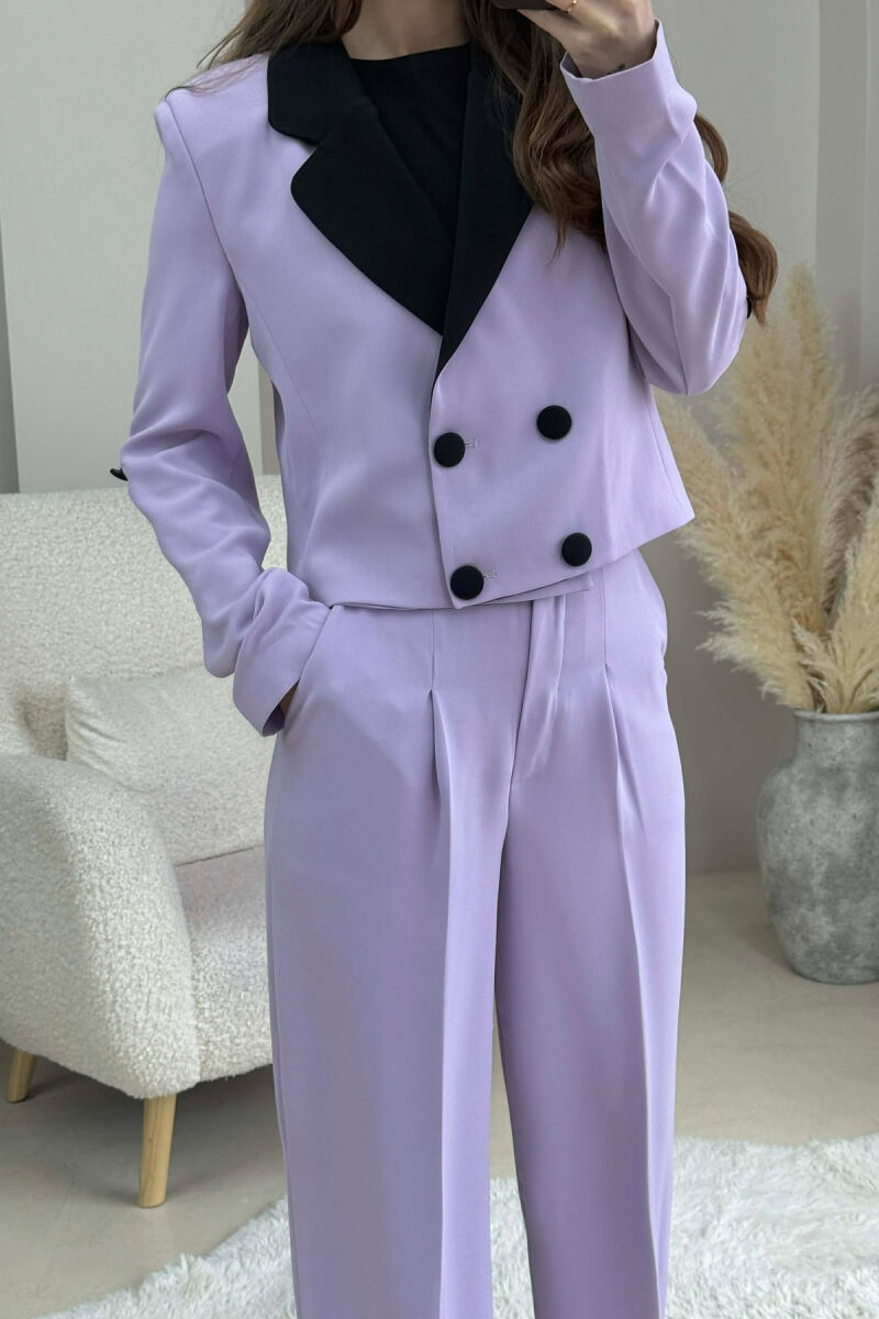 CROPPED JACKET+TROUSERS SIMPLE WOMEN SET LIGHT PURPLE/LEZB - 4