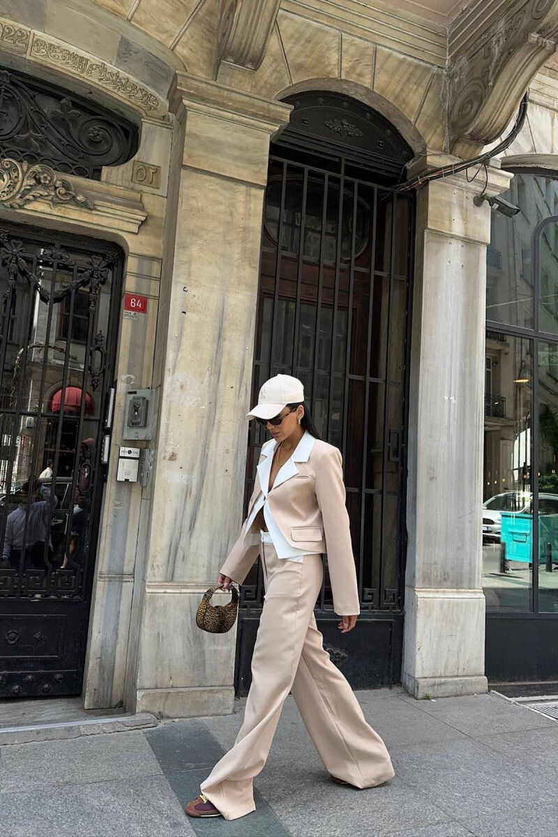 CROPPED JACKET+TROUSERS WOMEN SET BEIGE/BEZHE - 4